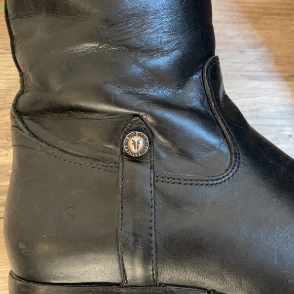 Frye-Melissa Button Black Leather Zip-up Tall Equestrian Riding Boots Sz 8 - Picture 3 of 16